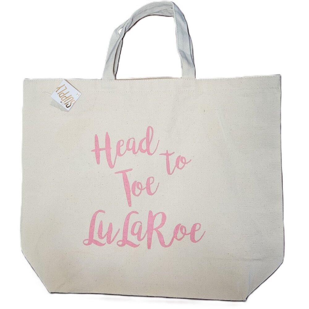 LuLaRoe Supply - "Head to Toe LuLaRoe" natural canvas tote  HTF